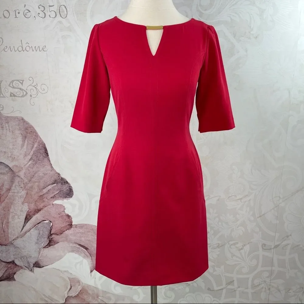 Tahari Arthur S. Levine red classy dress Size 2 Petite - Picture 1 of 13